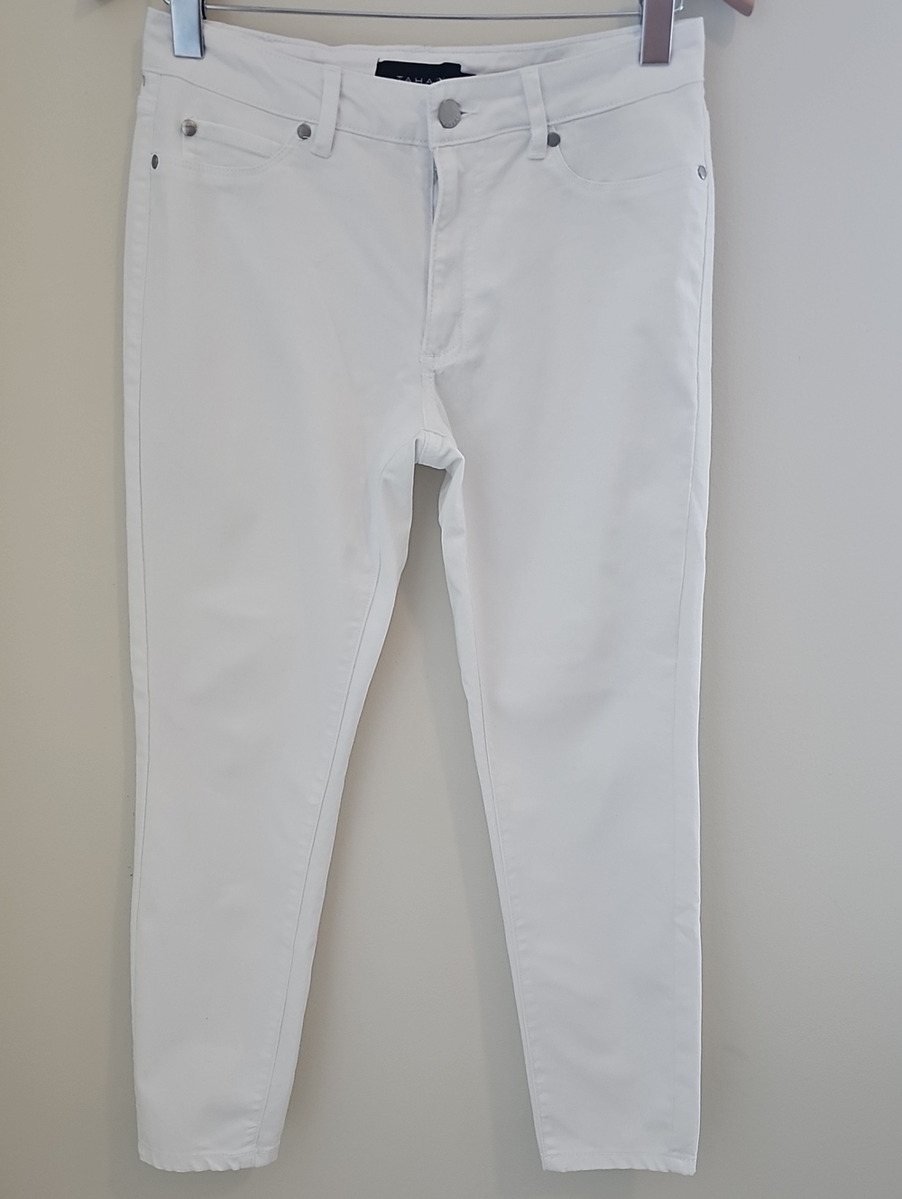 Tahari Skinny Ankle Pants Womens Size 6 White Stretch Casual Workwear 5817
